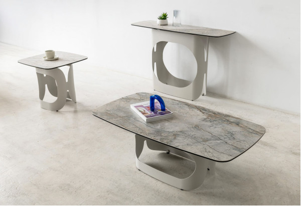 Журнальний стіл Vetro Mebel Арно сільвер рівер/айворі-3