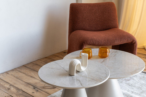 Комплект журнальных столов Vetro Mebel CT-40 Рокко мистик грей/капучино-4