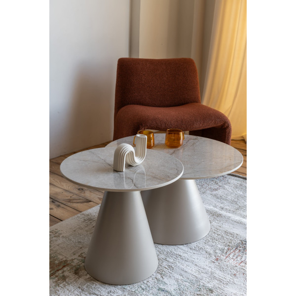 Комплект журнальных столов Vetro Mebel CT-40 Рокко мистик грей/капучино-2