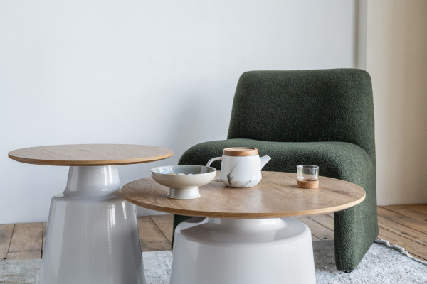 Комплект журнальних столів Vetro Mebel CT-50 Ютта дуб/білий-2