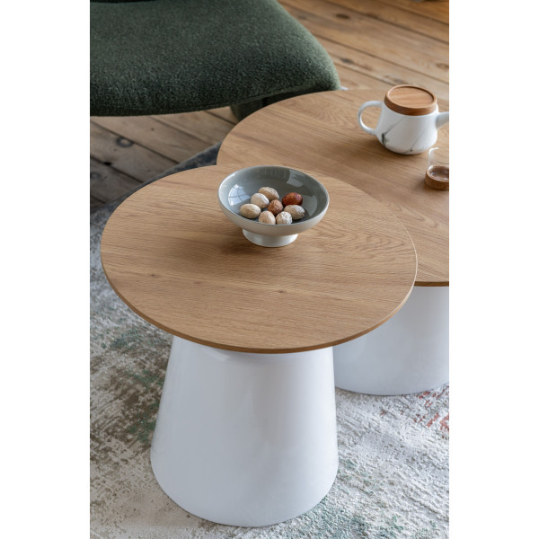 Комплект журнальних столів Vetro Mebel CT-50 Ютта дуб/білий-4