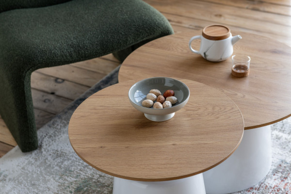 Комплект журнальних столів Vetro Mebel CT-50 Ютта дуб/білий-3