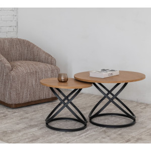 Комплект журнальных столов Vetro Mebel CT-55 Ливио дуб/черный