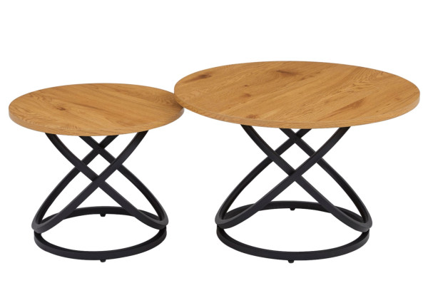 Комплект журнальних столів Vetro Mebel CT-55 Лівіо дуб/чорний-3