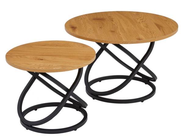 Комплект журнальних столів Vetro Mebel CT-55 Лівіо дуб/чорний-2