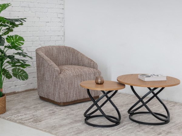 Комплект журнальних столів Vetro Mebel CT-55 Лівіо дуб/чорний-1