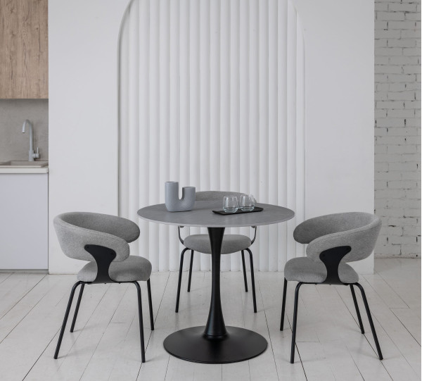 Обідній керамічний стіл Vetro Mebel T-325 Айс грей-чорний-0