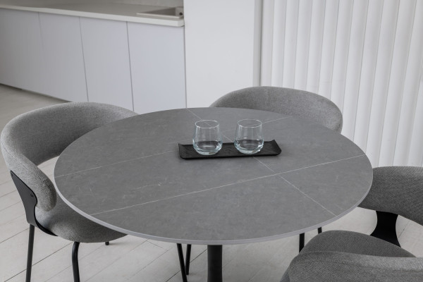 Обідній керамічний стіл Vetro Mebel T-325 Айс грей-чорний-3