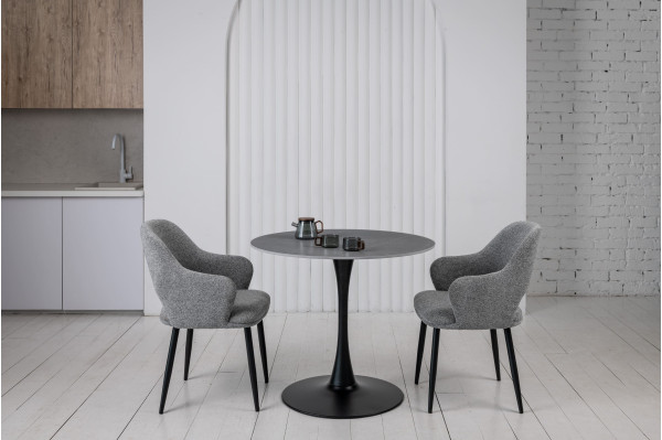 Обідній керамічний стіл Vetro Mebel T-325 Айс грей-чорний-1