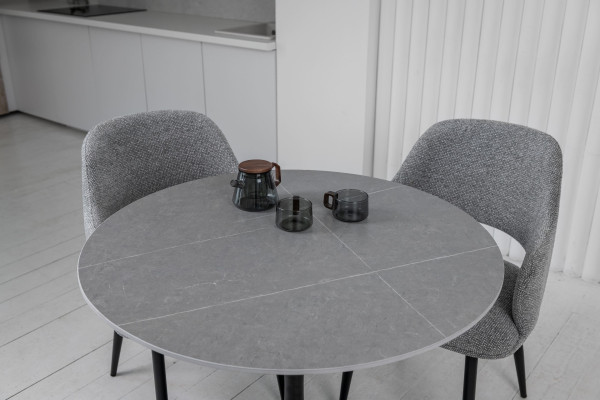 Обідній керамічний стіл Vetro Mebel T-325 Айс грей-чорний-4