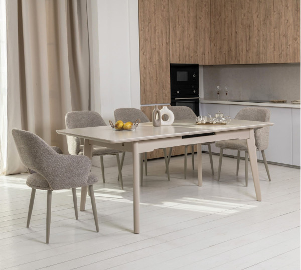 Керамический стол раскладной обеденный Vetro Mebel TM-125 Крема саббия/капучино-0