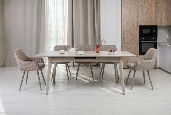 Керамический стол раскладной обеденный Vetro Mebel TM-125 Крема саббия/капучино-4