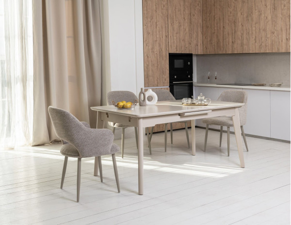 Керамический стол раскладной обеденный Vetro Mebel TM-125 Крема саббия/капучино-3