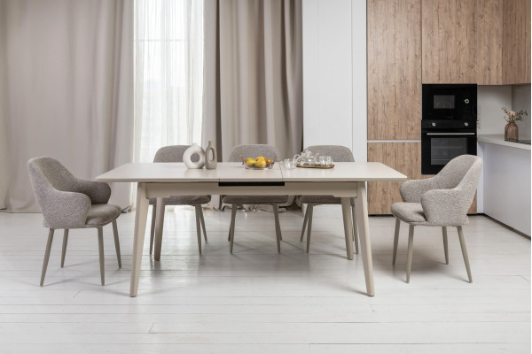 Керамический стол раскладной обеденный Vetro Mebel TM-125 Крема саббия/капучино-6