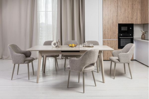 Керамический стол раскладной обеденный Vetro Mebel TM-125 Крема саббия/капучино-7