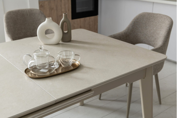 Керамический стол раскладной обеденный Vetro Mebel TM-125 Крема саббия/капучино-9