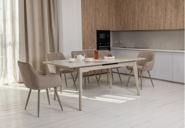 Керамический стол раскладной обеденный Vetro Mebel TM-125 Крема саббия/капучино-1