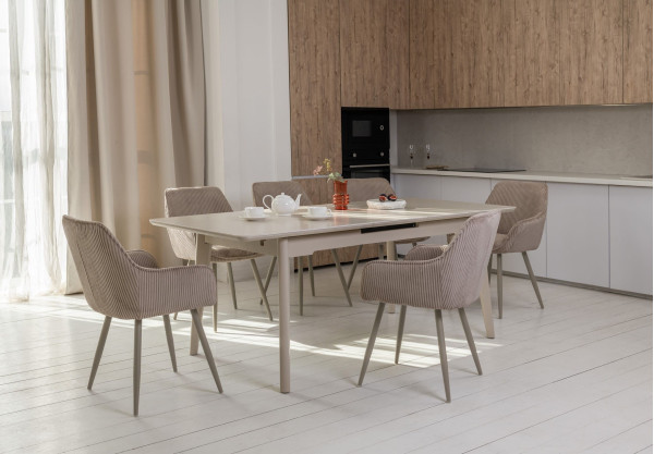 Керамический стол раскладной обеденный Vetro Mebel TM-125 Крема саббия/капучино-2