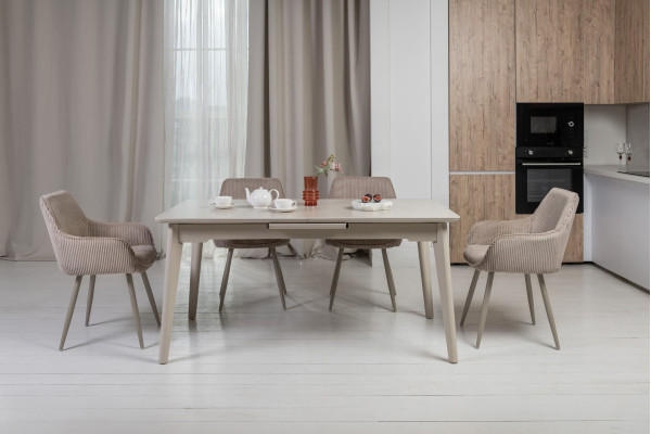 Керамический стол раскладной обеденный Vetro Mebel TM-125 Крема саббия/капучино-8