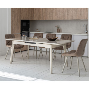 Керамический стол раскладной обеденный Vetro Mebel TM-125 Мистик грей/капучино