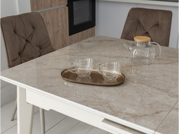 Керамічний стіл розкладний обідній Vetro Mebel TM-125 Містик грей/капучіно-5