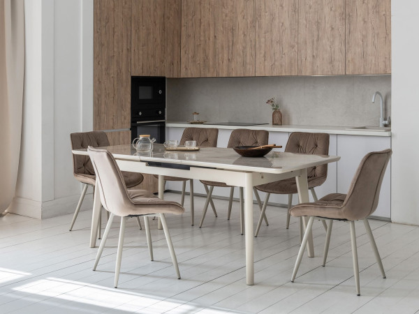 Керамічний стіл розкладний обідній Vetro Mebel TM-125 Містик грей/капучіно-2