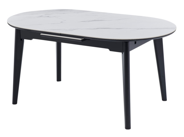 Керамічний стіл розкладний обідній Vetro Mebel TM-126 Білий мармур/чорний-2