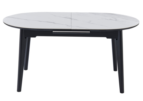 Керамічний стіл розкладний обідній Vetro Mebel TM-126 Білий мармур/чорний-1