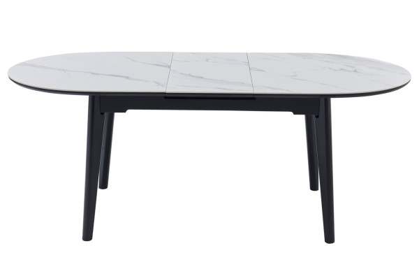 Керамічний стіл розкладний обідній Vetro Mebel TM-126 Білий мармур/чорний-4