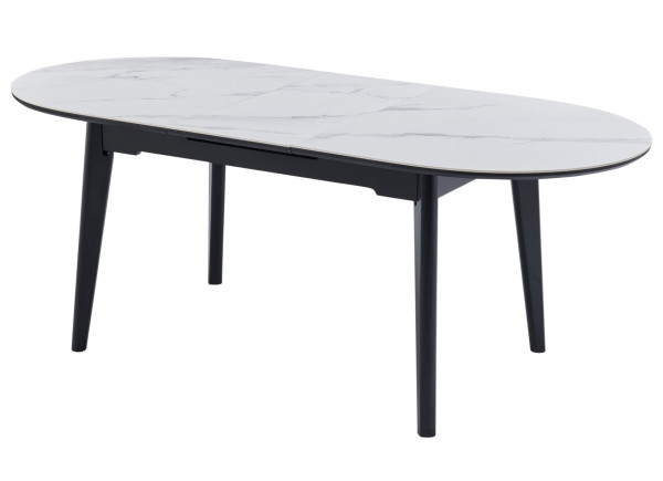 Керамічний стіл розкладний обідній Vetro Mebel TM-126 Білий мармур/чорний-5