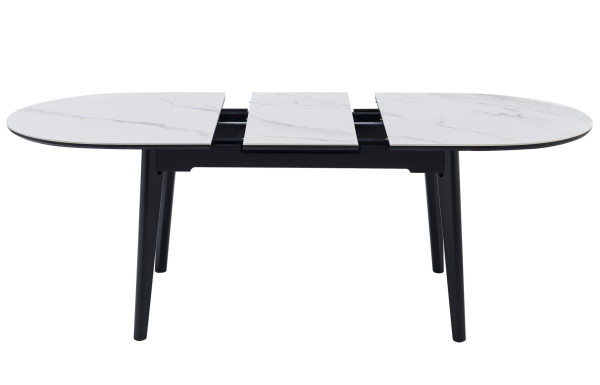 Керамічний стіл розкладний обідній Vetro Mebel TM-126 Білий мармур/чорний-3