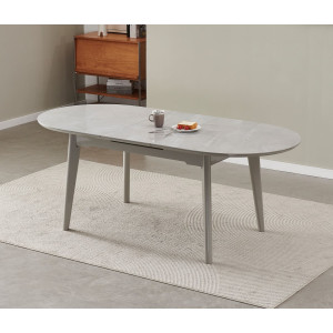 Керамічний стіл розкладний обідній Vetro Mebel TM-126 Калакатта мармур/сірий