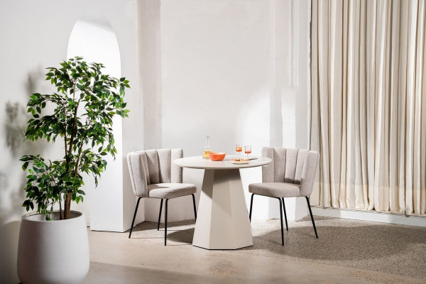 Обідній круглий стіл Vetro Mebel TM-200-1 Поліуретановий МДФ Теплий пісок-8