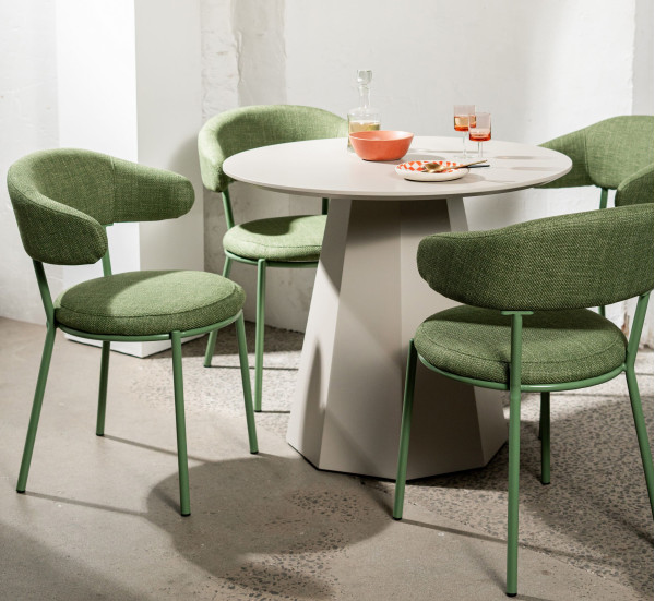 Обідній круглий стіл Vetro Mebel TM-200-1 Поліуретановий МДФ Теплий пісок-7