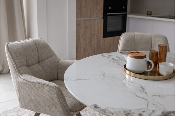 Керамический стол обеденный Vetro Mebel Квинто TM-300 Голден сенд - дуб-8