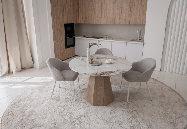 Керамический стол обеденный Vetro Mebel Квинто TM-300 Голден сенд - дуб-5