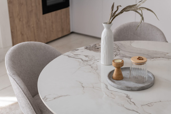 Керамический стол обеденный Vetro Mebel Квинто TM-300 Голден сенд - дуб-7