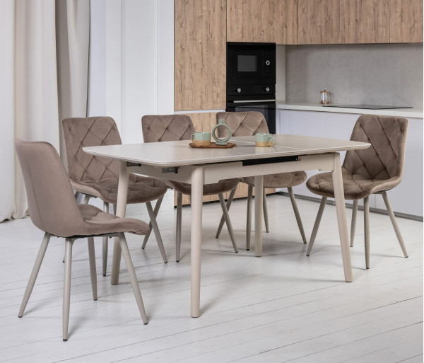 Керамический стол раскладной обеденный Vetro Mebel TM-76 Крема саббия/капучино-0