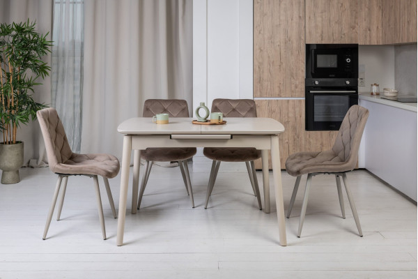 Керамический стол раскладной обеденный Vetro Mebel TM-76 Крема саббия/капучино-3