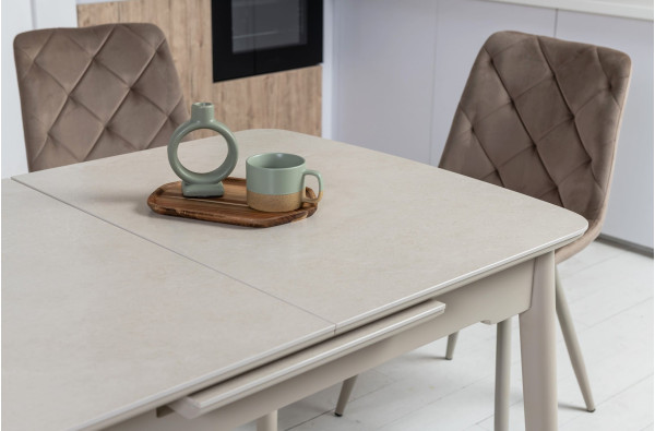 Керамический стол раскладной обеденный Vetro Mebel TM-76 Крема саббия/капучино-11
