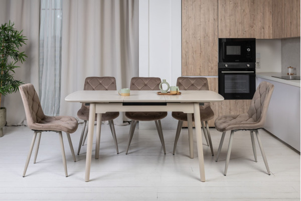 Керамический стол раскладной обеденный Vetro Mebel TM-76 Крема саббия/капучино-4