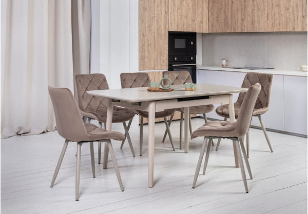 Керамический стол раскладной обеденный Vetro Mebel TM-76 Крема саббия/капучино-2