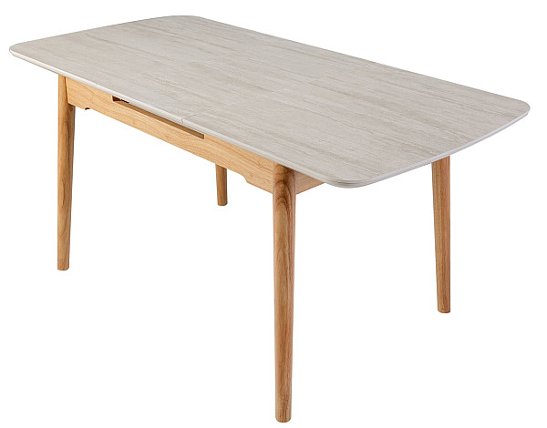 Керамічний стіл розкладний обідній Vetro Mebel TM-76 Травертін матовий-дуб-9