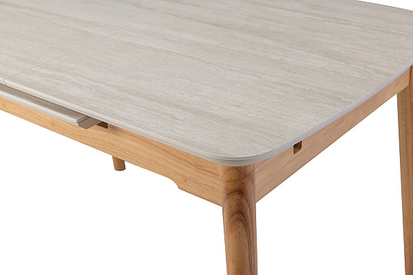 Керамічний стіл розкладний обідній Vetro Mebel TM-76 Травертін матовий-дуб-13