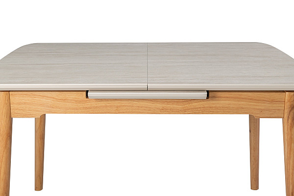 Керамічний стіл розкладний обідній Vetro Mebel TM-76 Травертін матовий-дуб-12