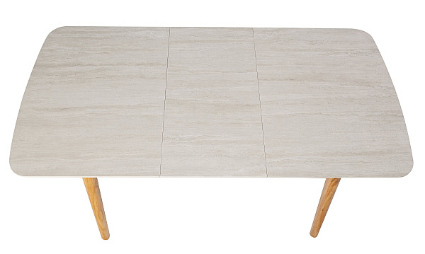 Керамічний стіл розкладний обідній Vetro Mebel TM-76 Травертін матовий-дуб-16