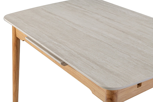 Керамічний стіл розкладний обідній Vetro Mebel TM-76 Травертін матовий-дуб-15