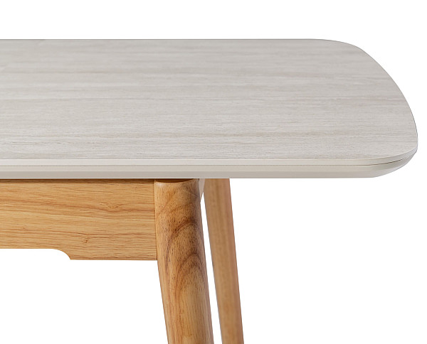 Керамічний стіл розкладний обідній Vetro Mebel TM-76 Травертін матовий-дуб-14