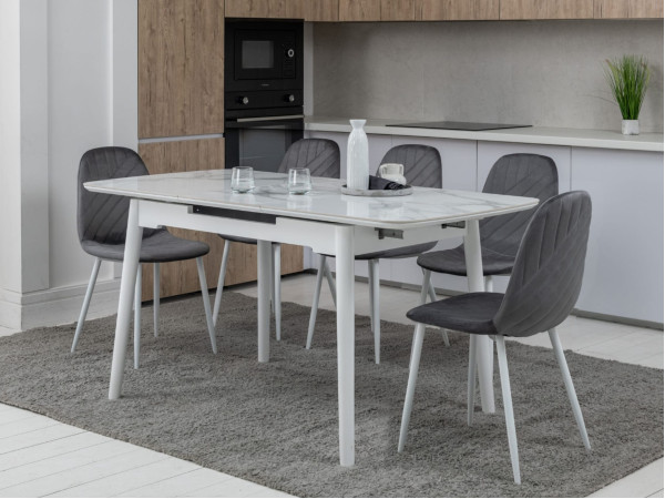 Розкладний обідній стіл Vetro Mebel TM-76 Вайт клауд-білий-0