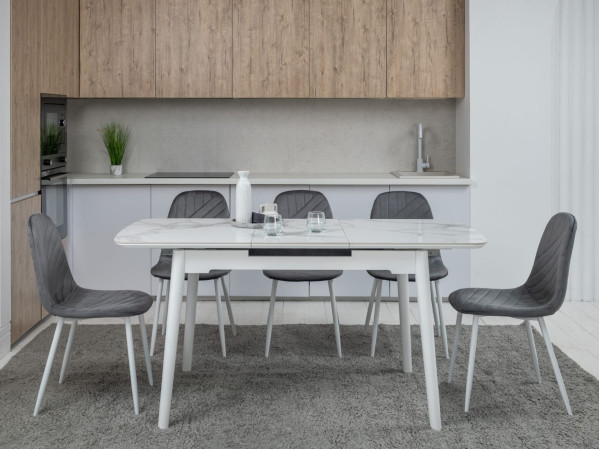 Розкладний обідній стіл Vetro Mebel TM-76 Вайт клауд-білий-2